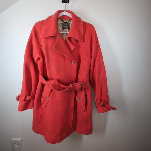 J. Crew Stadium Cloth by Nello Gori Coral Heavyweight Wool Blend Trench Coat 12